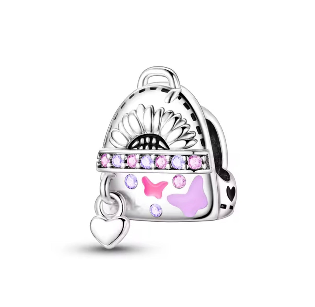 Butterfly Backpack Charm with Sunflower & Pink Crystals