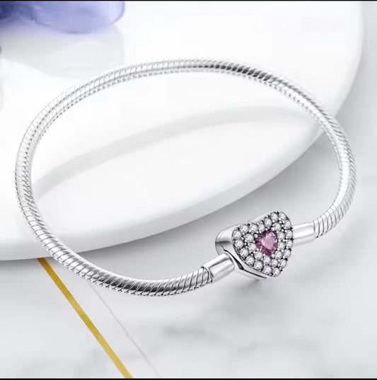 Bracelet sterling silver”Pinky Heart”