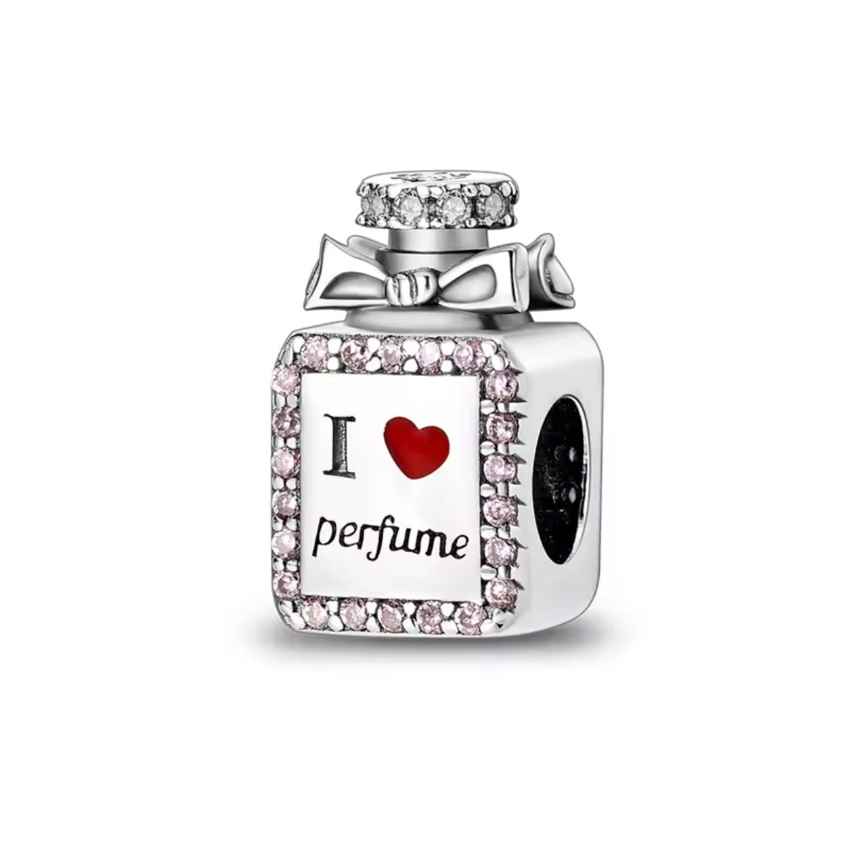 “I Love Perfume” Bottle Charm with Pink CZ