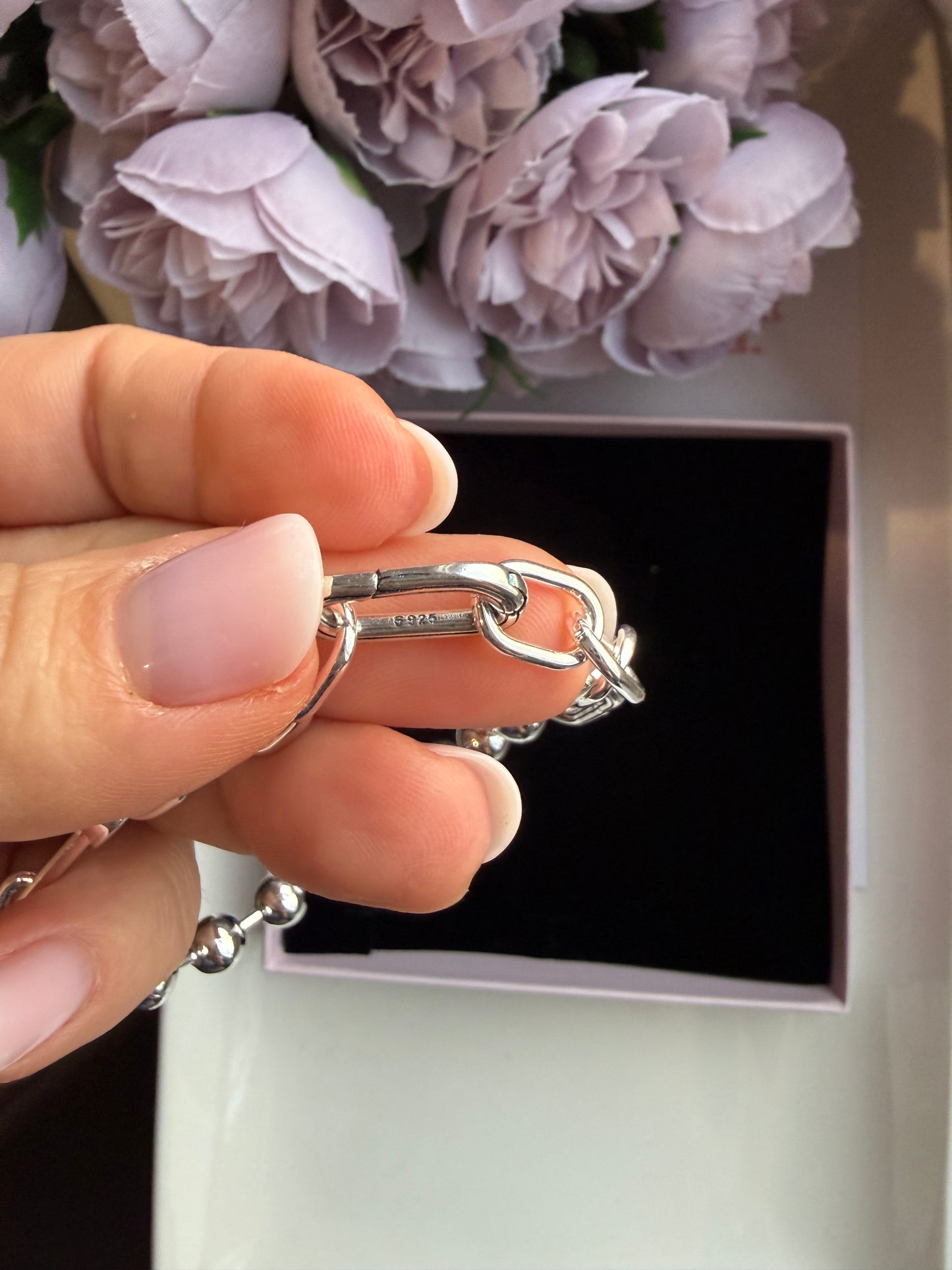 Chunky Chain & Bead Bracelet — Mixed Link Silver-Tone Bracelet