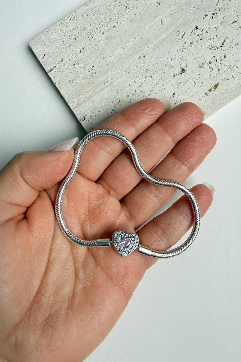 Bracelet sterling silver”Pinky Heart”