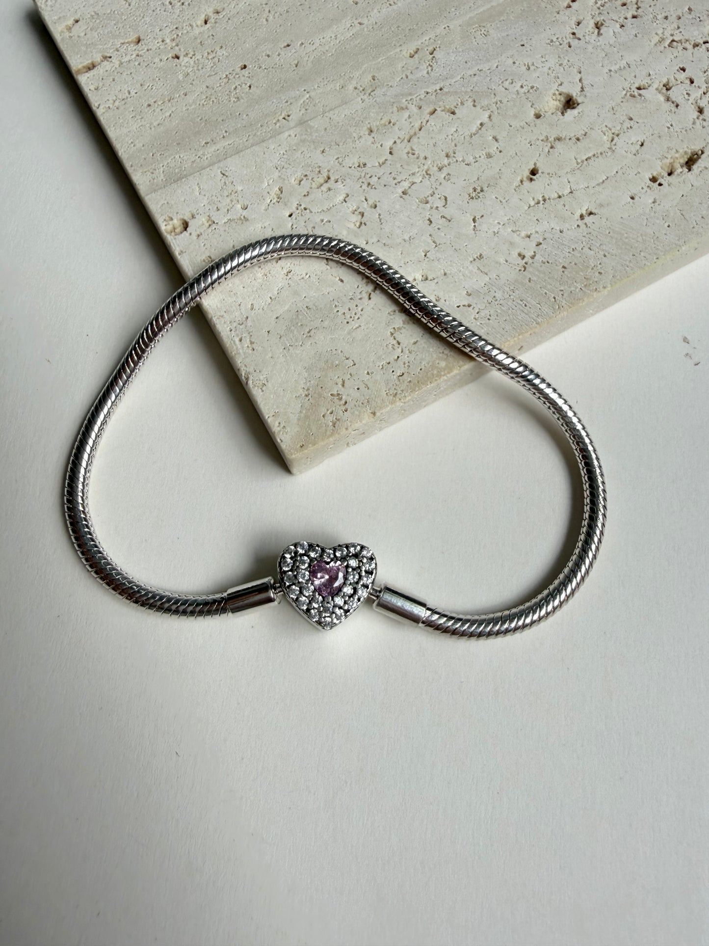 Bracelet sterling silver”Pinky Heart”